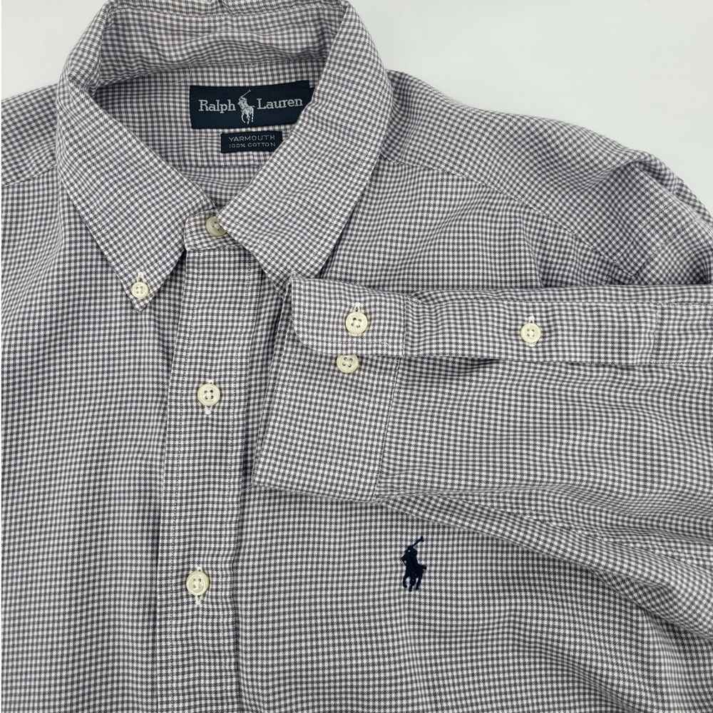 Ralph Lauren Men's‎ purple Gingham Checkered Button Down Shirt Yarmouth Medium
